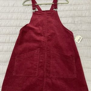 Burgundy Corduroy Pinafore Dress